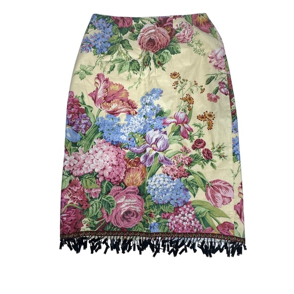 Vintage Mica Floral Tassel Beaded Skirt 8 - Picture 3 of 13